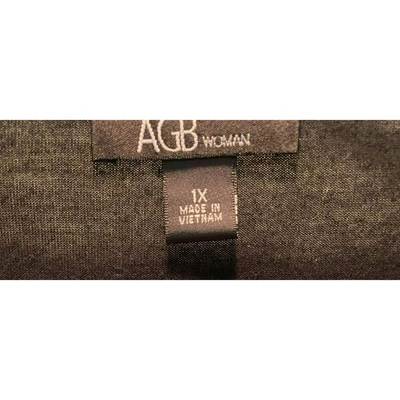 AGB Womens 1X Plus Size Black & Gray Sequin Embellished Layered Look Top - Picture 5 of 6